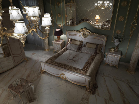 Schlafzimmermöbel-Set - Bett mit zwei Nachttischen in modernem Design