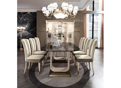 Tisch Esstisch Holz Esszimmer Garnitur 6x Stuhl Set Stühle Lehn Gruppe Italien