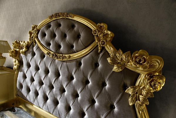 Chesterfield Klassisches Bett Luxus Möbel Barock Hotel Leder Schlafzimmer Betten
