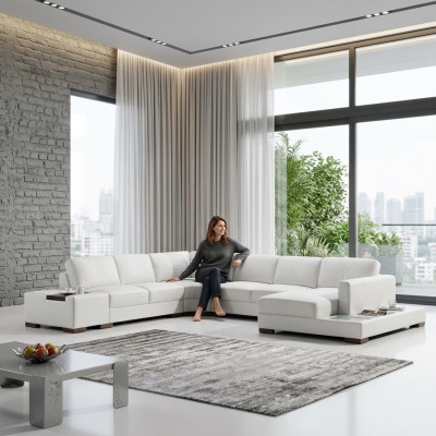 Ledersofa Ecksofa Sofa Wohnlandschaft Polster Sitz Eckgarnitur XXL Big Sofas Neu
