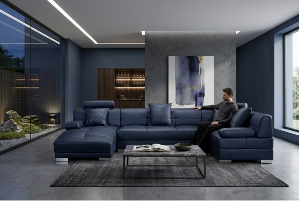 Ledersofa Couch Wohnlandschaft Ecksofa Eck Garnitur Design Modern Dekor