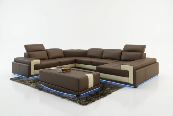Ledersofa Couch Wohnlandschaft Ecksofa Modern Eck Garnitur Design Dekor