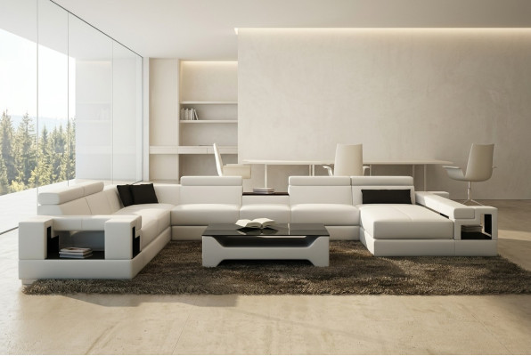 Ledersofa Couch Wohnlandschaft Ecksofa Eck Garnitur Design Modern Sofa 6138