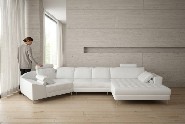 Ledersofa Couch Wohnlandschaft Ecksofa Eck Garnitur Design Modern Sofa A1116