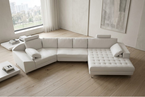 Ledersofa Couch Wohnlandschaft Ecksofa Eck Garnitur Design Modern Sofa A1116