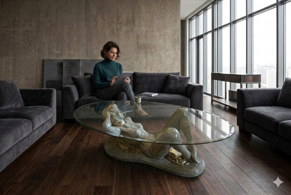 Erotischer Glastisch Skulptur Figur Couchtisch Tisch Sofa Bestell Tische Statue