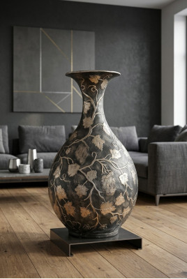 Design Blumen Topf Dekoration XXL Vase Vasen Handarbeit Deko Kelch Pokal 0856