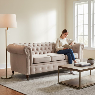 Chesterfield Sofagarnitur 3+2+1 Oxford Couch Polster Set Sofas Couchen Leder