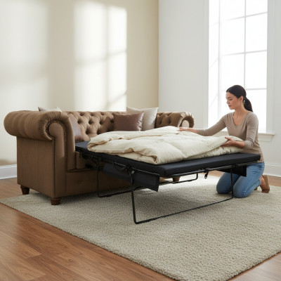 Chesterfield Cambridge 2 Sitzer Sofa Büro Couch mit Bettfunktion Sofas Couchen