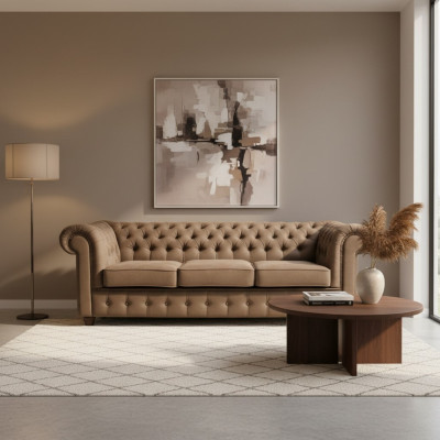 Chesterfield Cambridge 3 Sitzer mit Bettfunktion Couch Polster Sofas Couchen Neu
