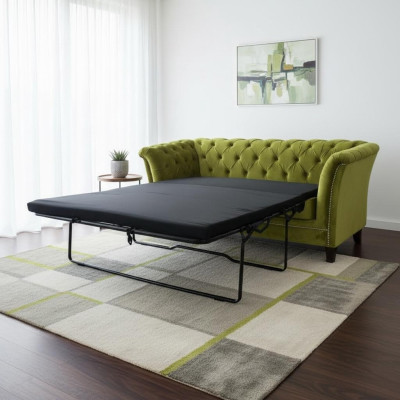 Chesterfield Schlafsofa 2 Sitzer Sofa Bettfunktion Couch Polster Sofas