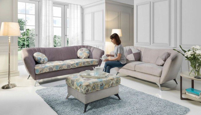 Design Poster Couch Sofagarnitur Sitz 3+2 Sitzer Set Stoff Garnitur Vittoria