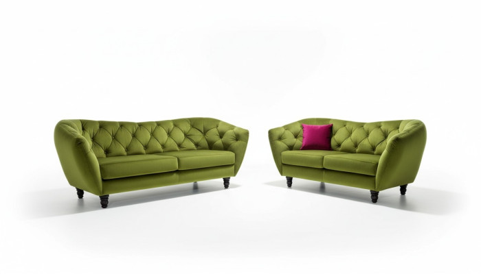 Chesterfield 3+2 Sitzer Sofagarnitur Polster Stoff Couch Sitz Garnitur Design