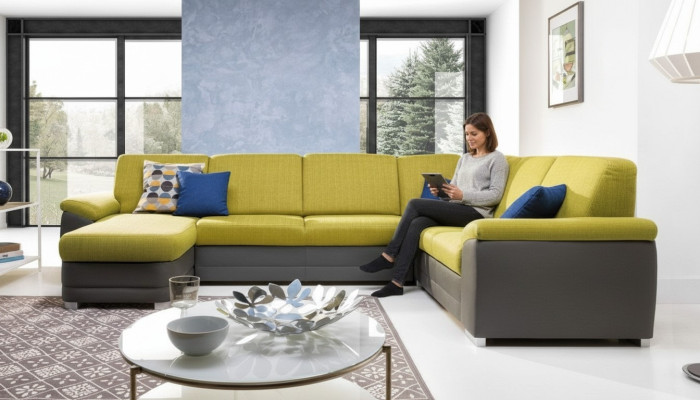 Ecksofa Wohnlandschaft Sofa Couch Polster Eck Garnitur U Form Stoff Sofas Neu
