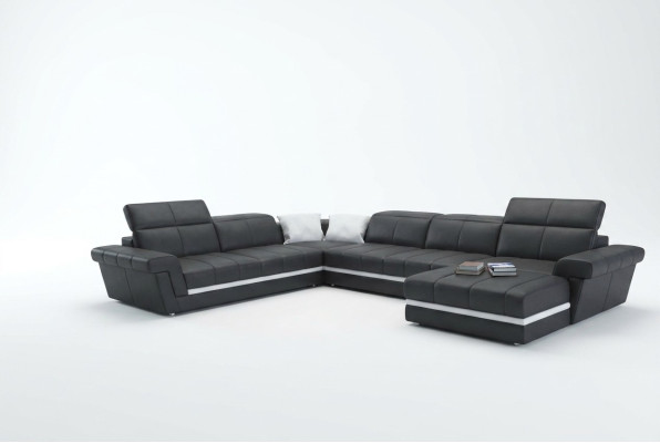 Ledersofa Couch Wohnlandschaft U-Form Design Modern Sofas Couchen