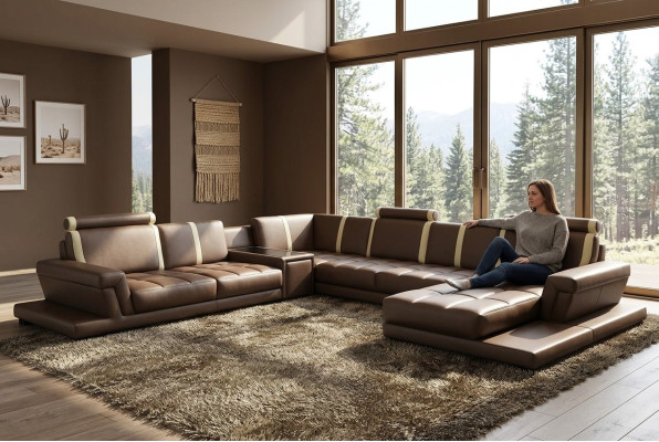 Ledersofa Sofa Couch Polster Wohnlandschaft Designer Ledersofa