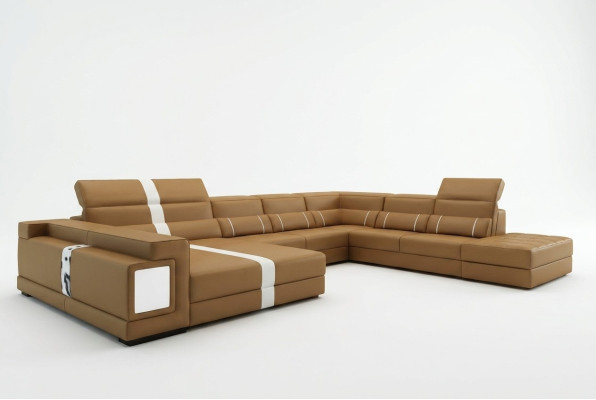 Luxus Wohnlandschaft Ecksofa Sofa Couch Polster Leder Sitz U Form