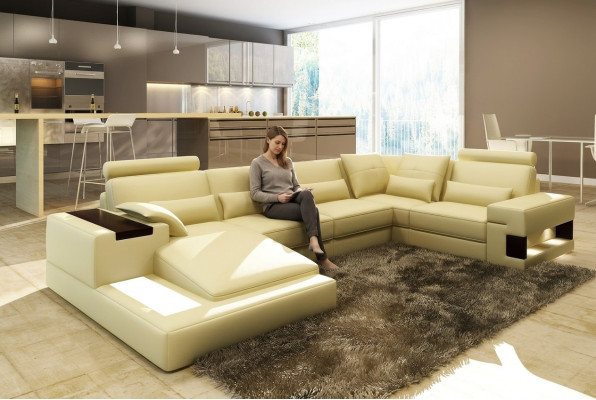 Moderne Designer Ecksofa U Form Wohnlandschaft Couch Sofas Polster