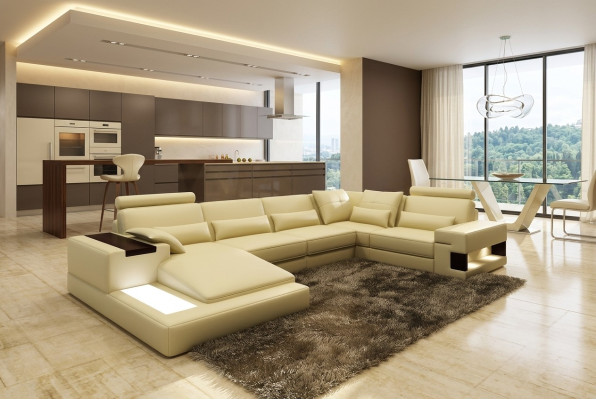 Moderne Designer Ecksofa U Form Wohnlandschaft Couch Sofas Polster