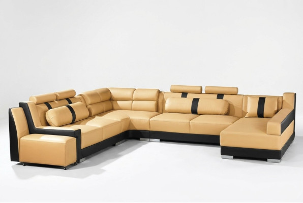 Leder Sofa Couch Polster Eck U Form Wohnlandschaft Eckgarnitur Sofas
