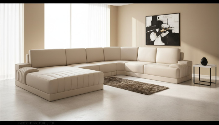 Designer Polster Ledersofa Couch U-Form Modern Wohnlandschaft UForm
