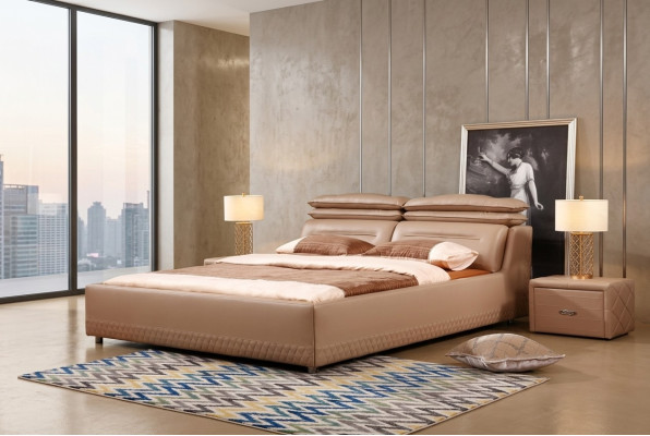 Modernes Design Bett XXL Luxus Hotel Betten Stil Doppel Leder 140 160