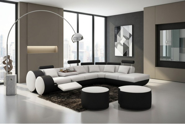XXL Multifunktions Ledercouch Couch Big Sofa Polster Ecksofa Moderne