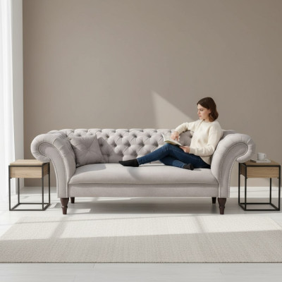 Chesterfield Design Couch Polster Leder Textil Sofa Sofas Couchen 3er Sitzer Neu