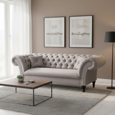 Chesterfield Design Couch Polster Leder Textil Sofa Sofas Couchen 3er Sitzer Neu