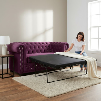 Chesterfield York Blink mit Bettfunktion Textil Couch Polster Sofas Couchen Neu