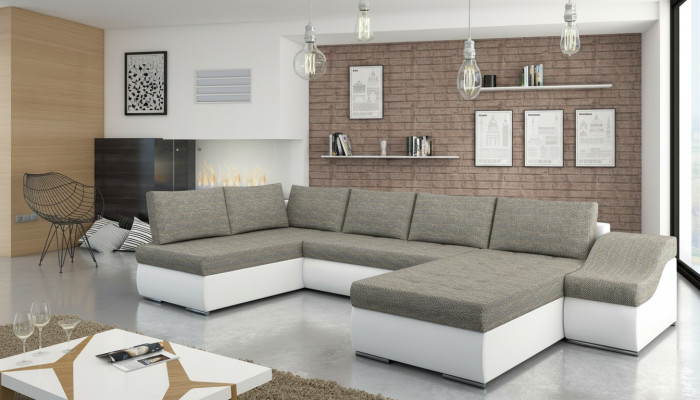Moderne Ecksofa Schlafsofa Bettfunktion Couch Polster Eckgarnitur Wohnlandschaft
