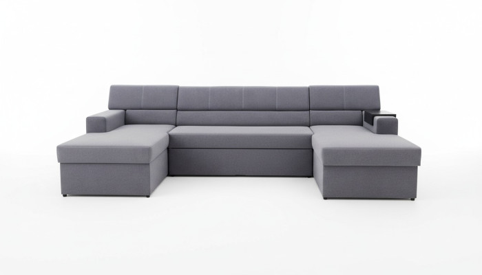 Design Ecksofa Markos U-form Bettfunktion Couch Hochtöner Leder Textil
