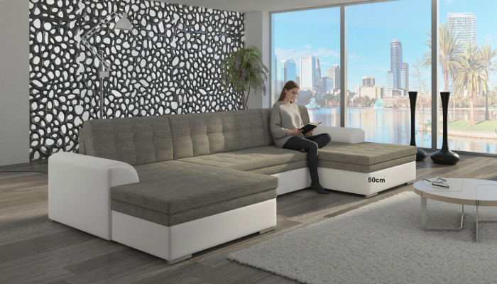Modern Design Ecksofa Vento Bettfunktion Couch Leder Polster Textil Sofas