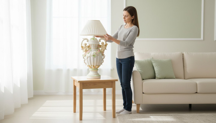 XXL 100cm Tisch Leuchte Lampe Nachttisch Lampen Leuchten Stehleuchte Stand Neu