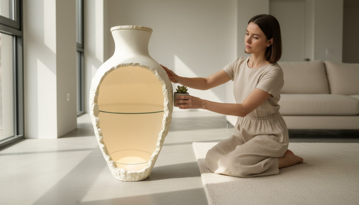 Design Vase Bar vitrinen mit Licht Vitrine mit Glaseinlagen Vitrine Vase Bar