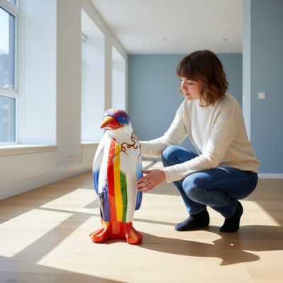 Design Luxus Figur Skulptur Handarbeit Pinguin Tier Skulpturen XXL 67cm Figuren