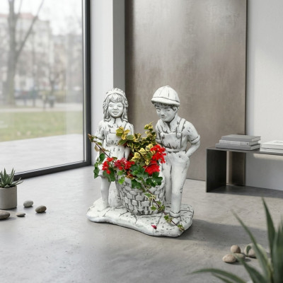 Blumenkübel Natur Pflanz Kübel Dekoration Figur Blumentöpfe Vasen Garten