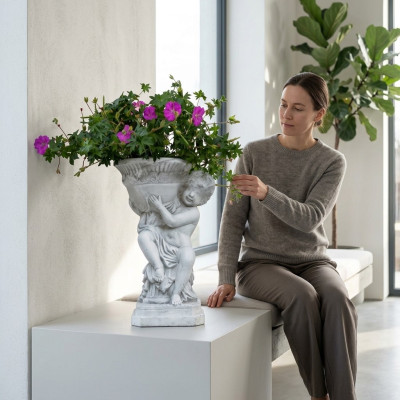 Natur Blumenkübel Pflanz Kübel Dekoration Figur Vasen Blumentöpfe Garten