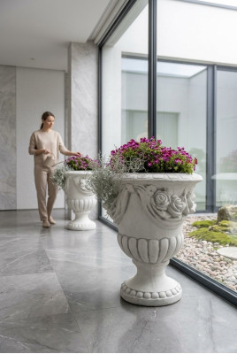 Blumenkübel Pflanz Kübel Dekoration Figur Garten Blumentöpfe Natur Vasen