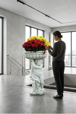Blumenkübel Pflanz Kübel Dekoration Figur Natur Garten Blumentöpfe Vasen