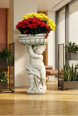 Blumenkübel Pflanz Kübel Dekoration Figur Natur Garten Blumentöpfe Vasen