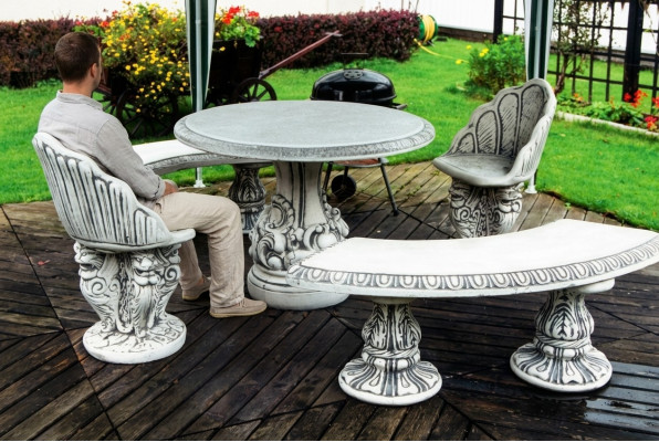 Antik Stil Stein Sessel Bank Stuhl Garten Terrase Edler Design Thron