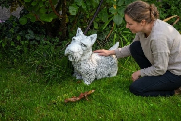 Garten Dekoration Hund Terrasse Stein Figuren Dekorative Weiß Statue Figur