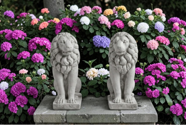 Löwe Gartenfigur Terrassen Dekorative Garten Skulptur Figuren Skulpturen