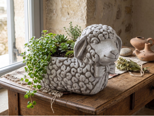 Design Deko Blumentopf Top Planz Kübel Gefäß Figur Töpfe Gesicht Skulptur