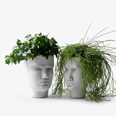 Design Blumentopf Top Planz Kübel Gefäß Figur Deko Töpfe Gesicht Skulptur