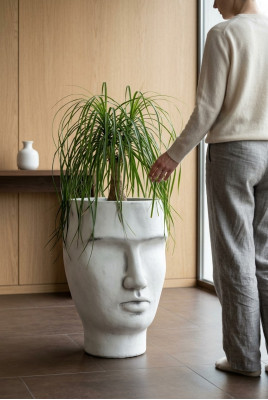 Design Blumentopf Top Planz Kübel Gefäß Deko Figur Töpfe Gesicht Skulptur