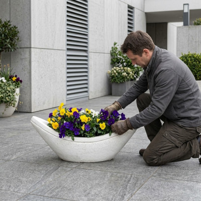 Blumenkübel Pflanz Kübel Dekoration Natur Vasen Garten Figur Blumentöpfe