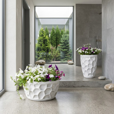 Blumenkübel Natur Pflanz Kübel Dekoration Vasen Garten Figur Blumentöpfe