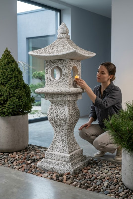 Japanischer Garten Haus Dekoration Statue Figuren Figur Natur Weiß Statuen